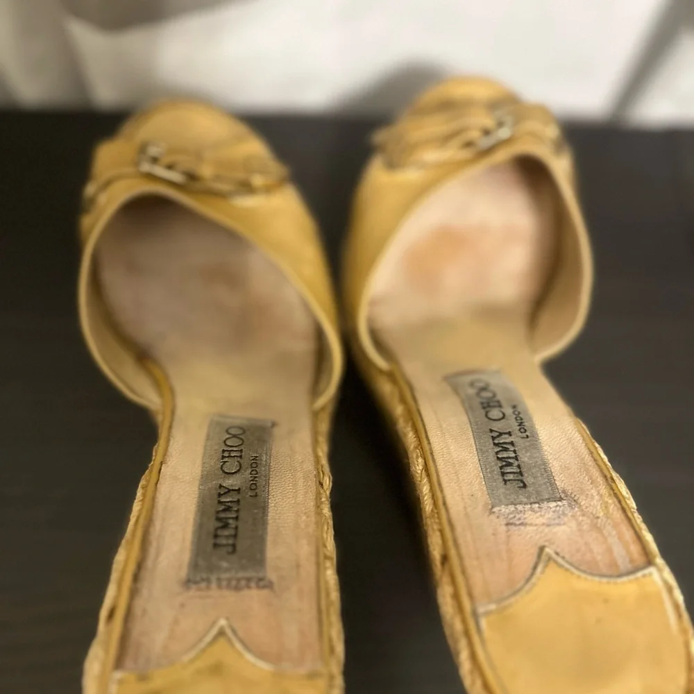 Authentic Jimmy Choo Women’s Yellow Wedge Sandals